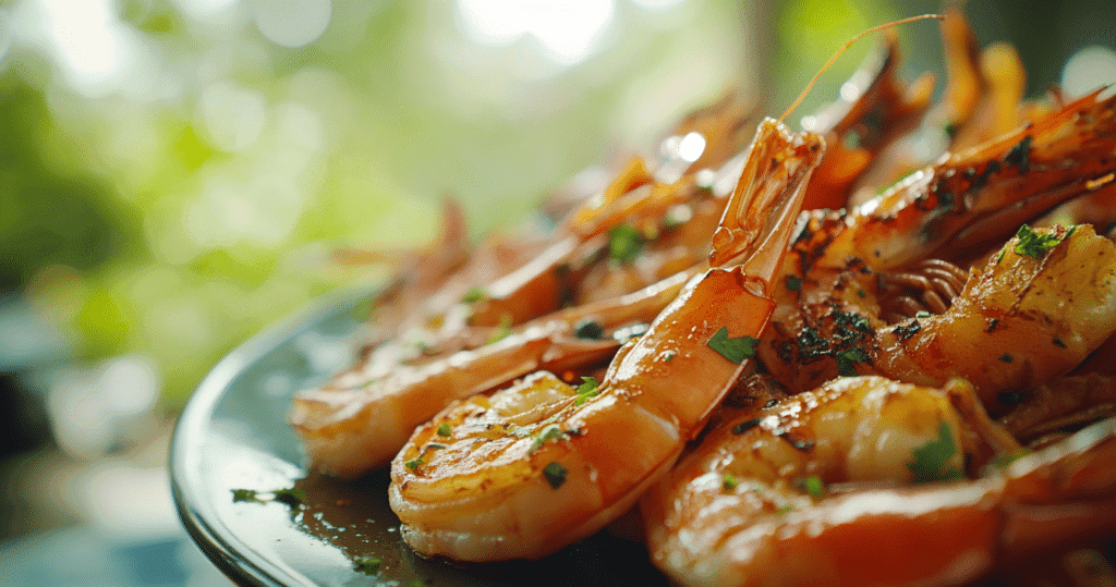 Barbecue frozen shrimp tips
