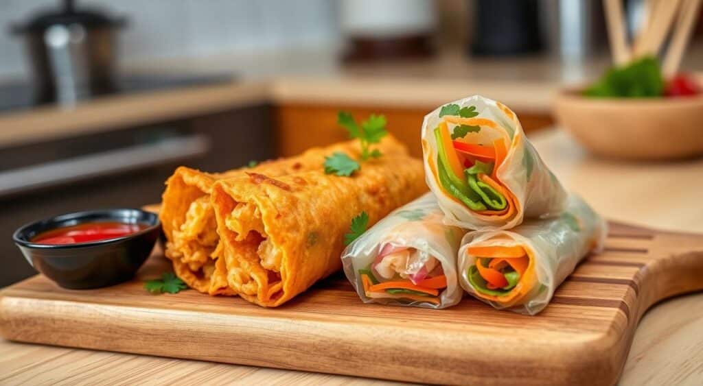 Egg rolls and spring rolls