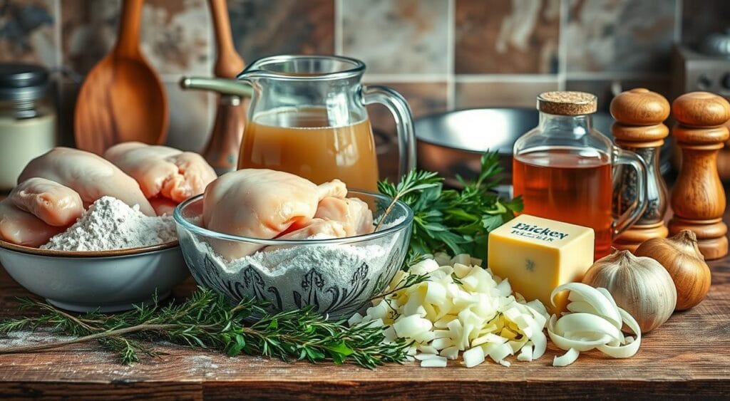 Essential ingredients for chicken gravy