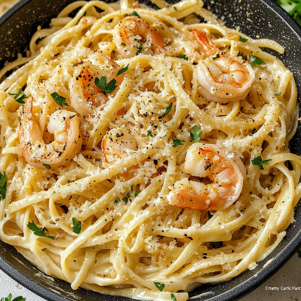Creamy Garlic Shrimp Pasta Recipe