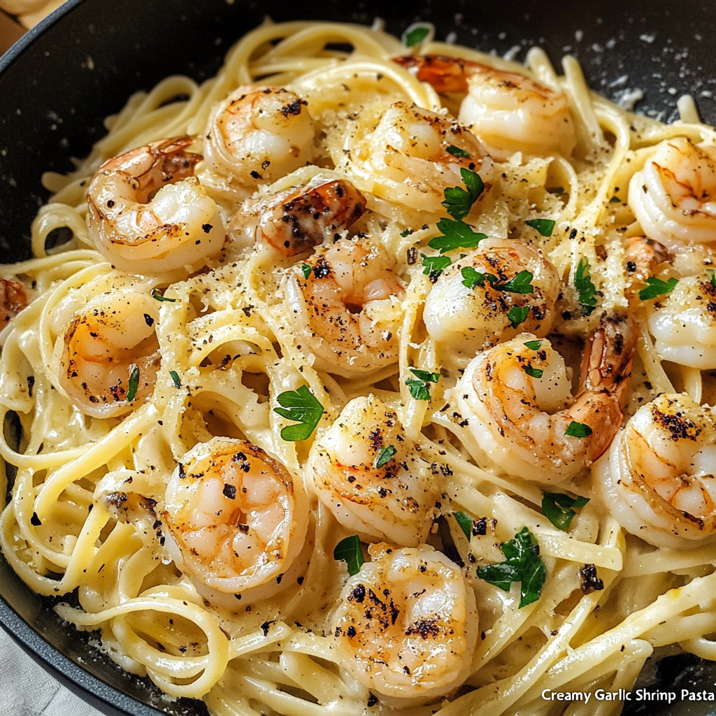Creamy Garlic Shrimp Pasta Recipe