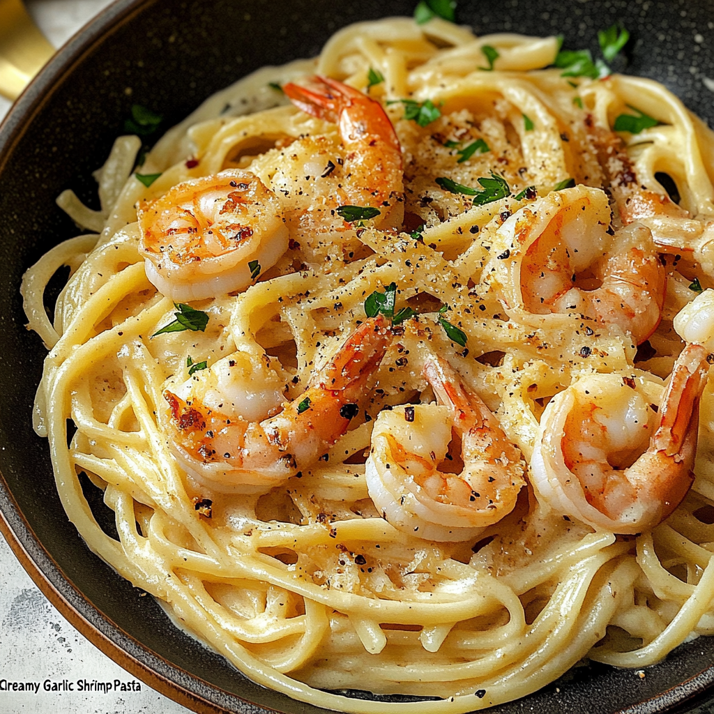 Creamy Garlic Shrimp Pasta Recipe