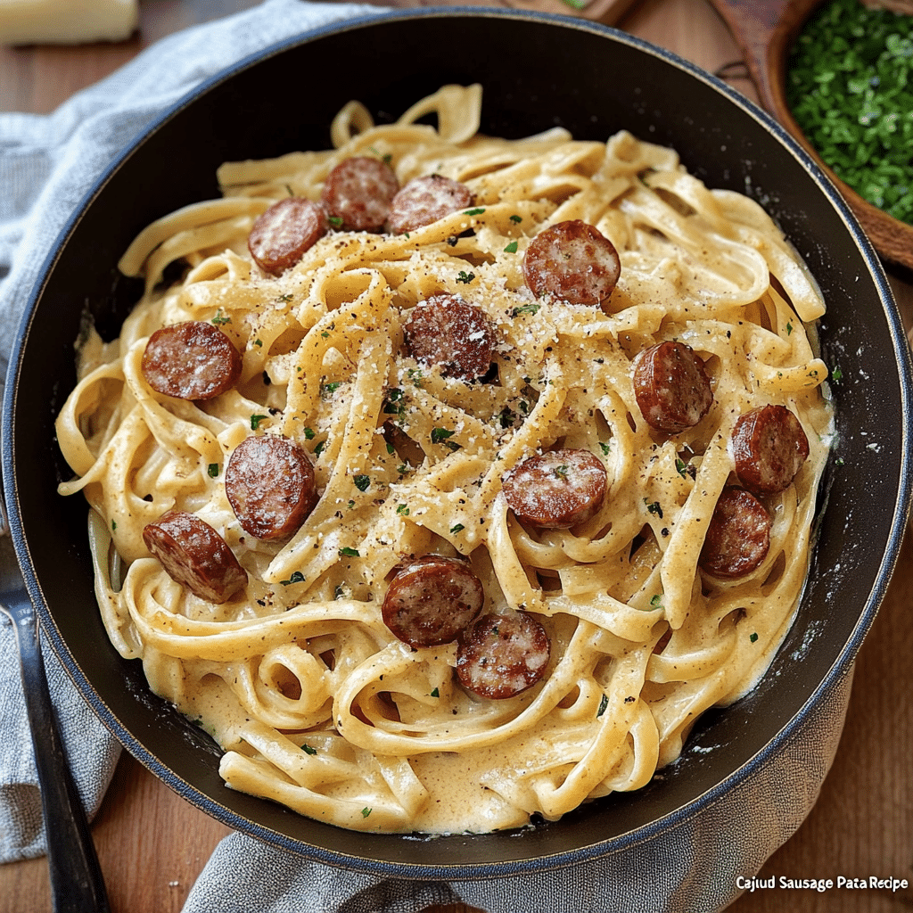 Cajun Smoked Sausage Alfredo Pasta Recipe