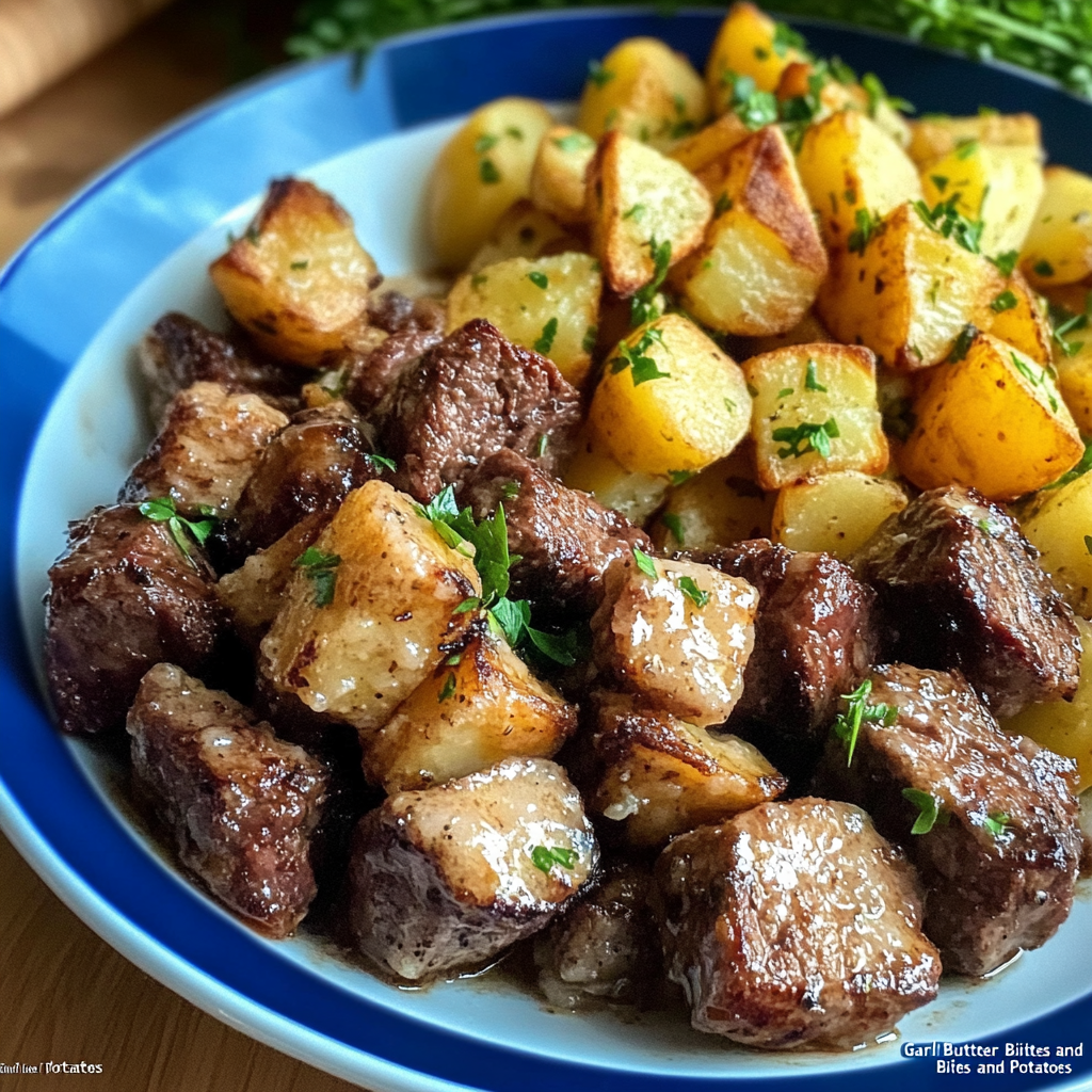 Garlic Butter Steak Bites with Potatoes Recipe