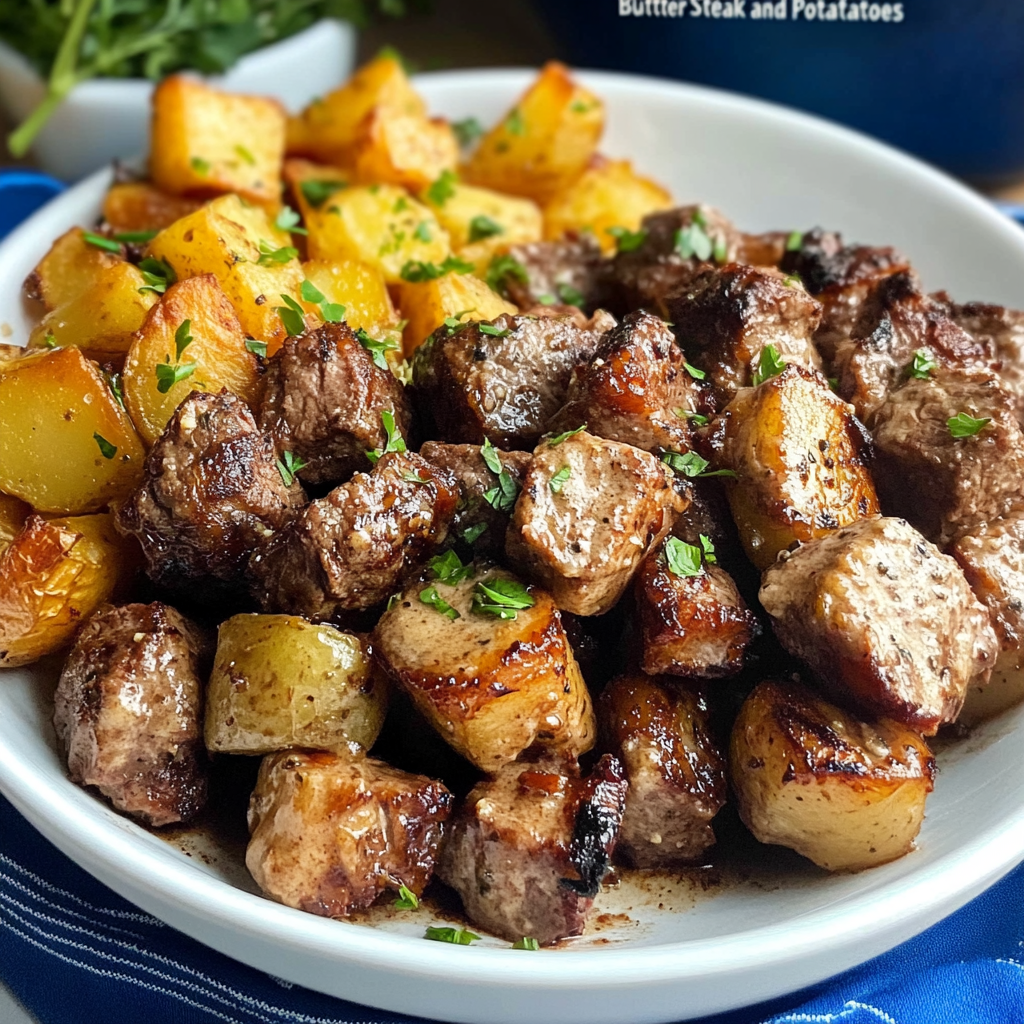 Garlic Butter Steak Bites with Potatoes Recipe