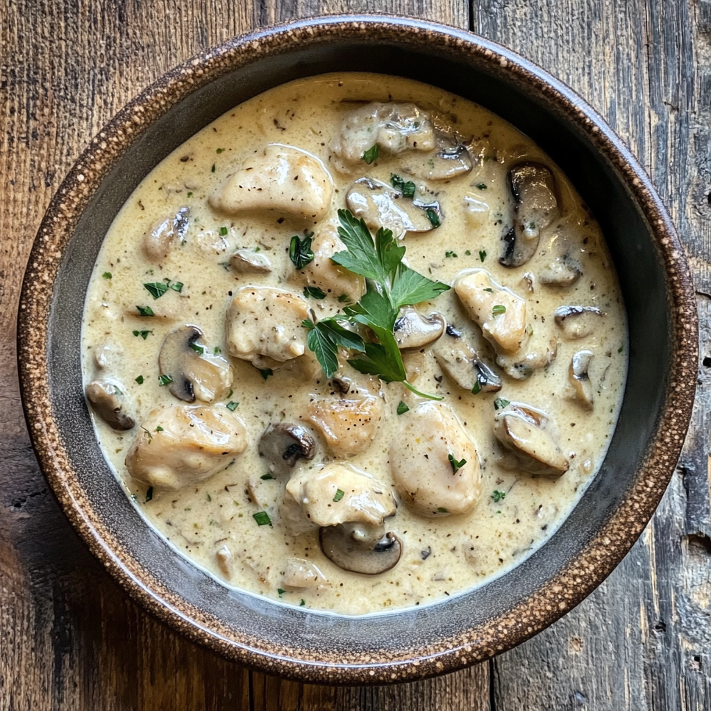 Creamy Mushroom Garlic Chicken Thighs
