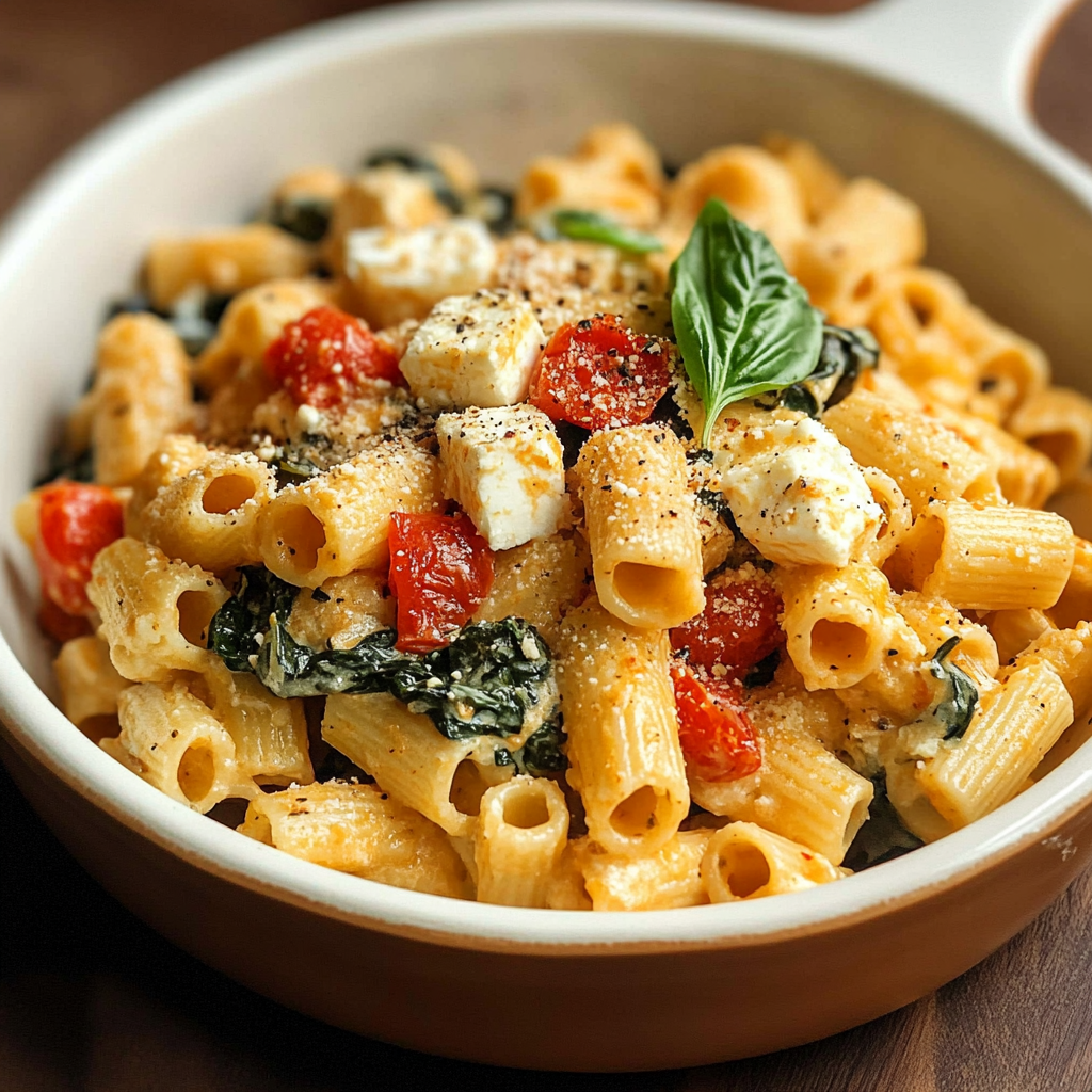 Baked Feta Pasta with Spinach