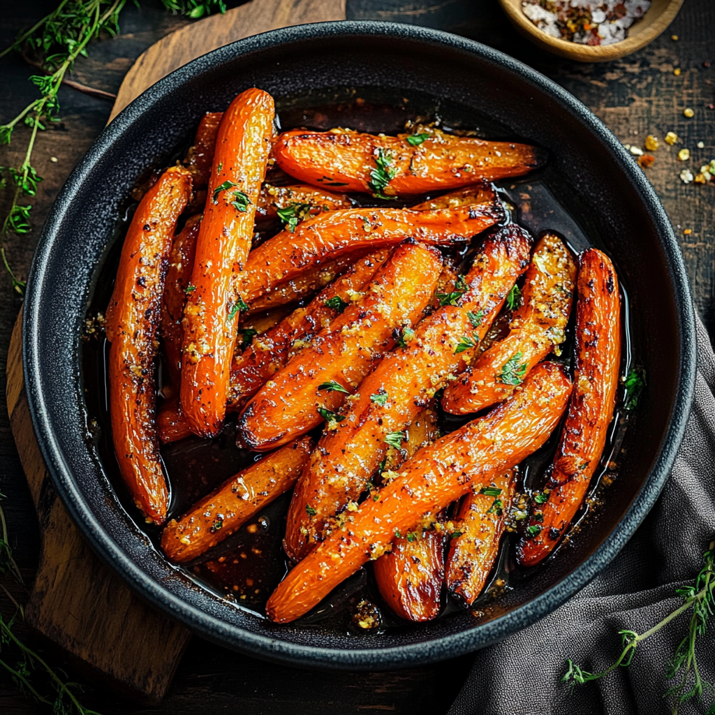 Honey Garlic Butter Roasted Carrots Recipe