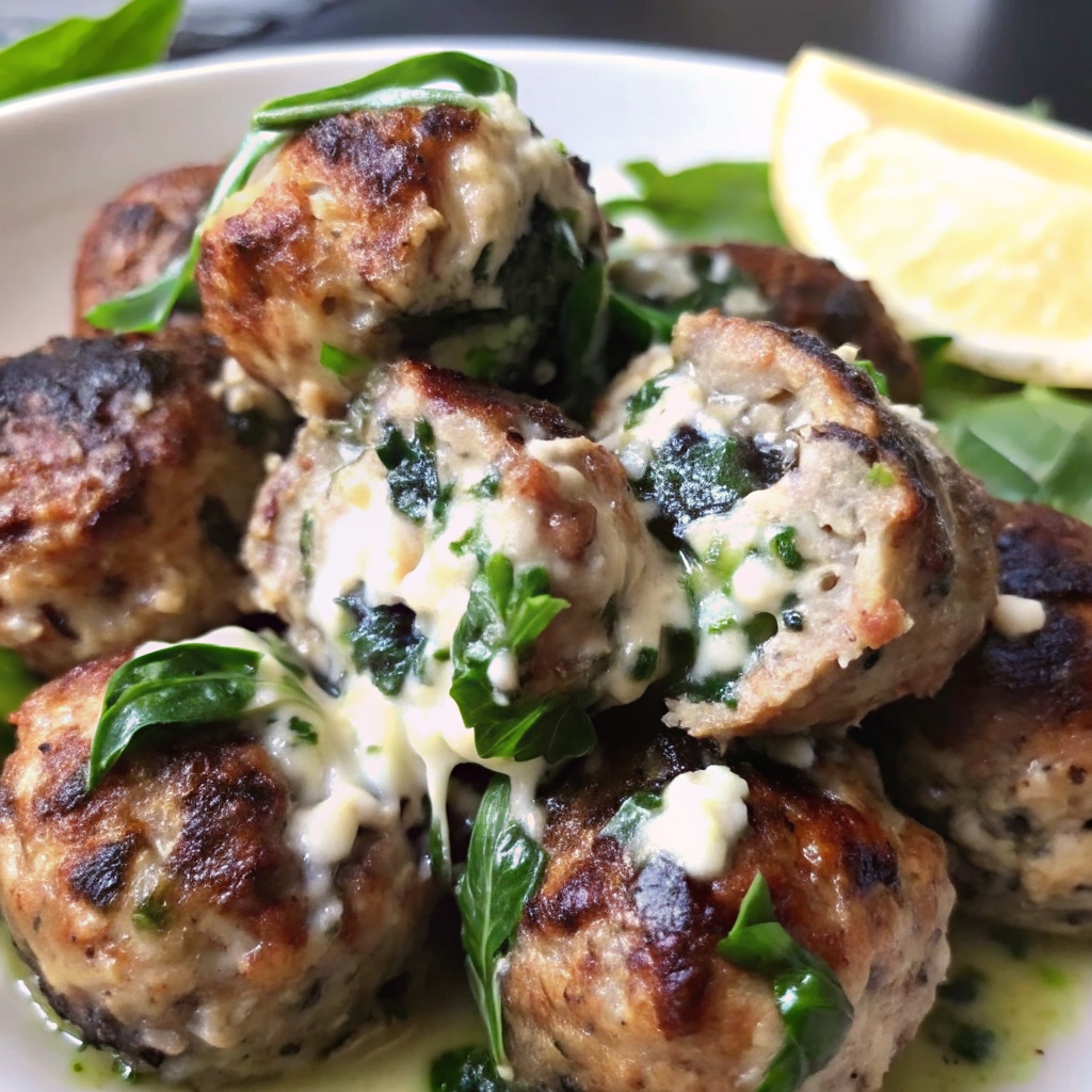 spinach mozzarella meatballs