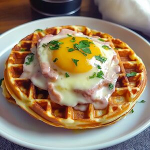 Savory Brunch Croque Madame Waffles