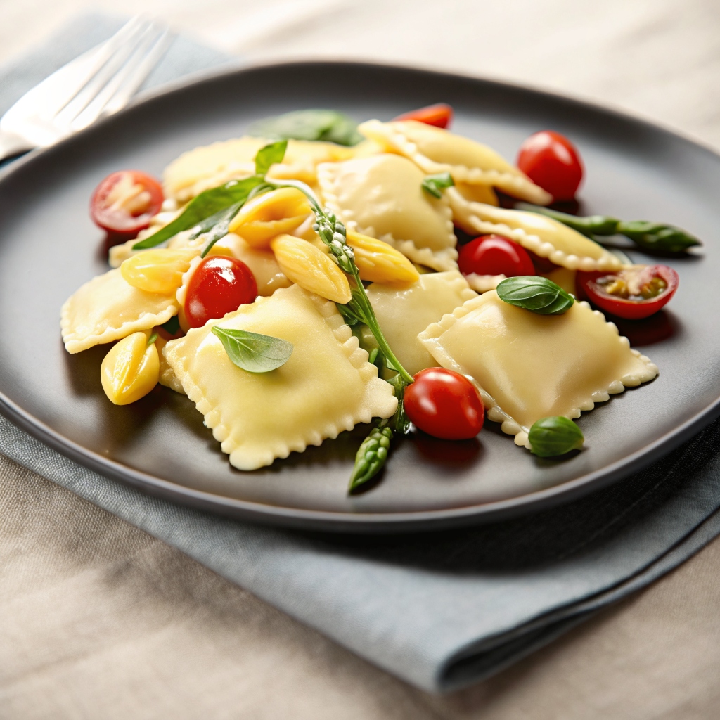 ravioli tomato asparagus