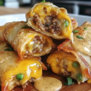 Cheeseburger Egg Rolls with Big Mac Sauce