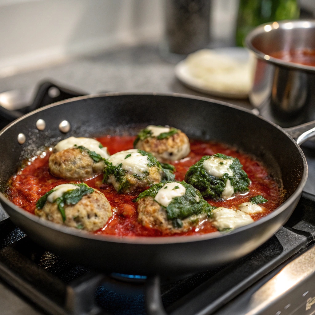 spinach mozzarella meatballs