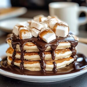 S’mores Chocolate Graham Pancakes – Easy Baked Recipe