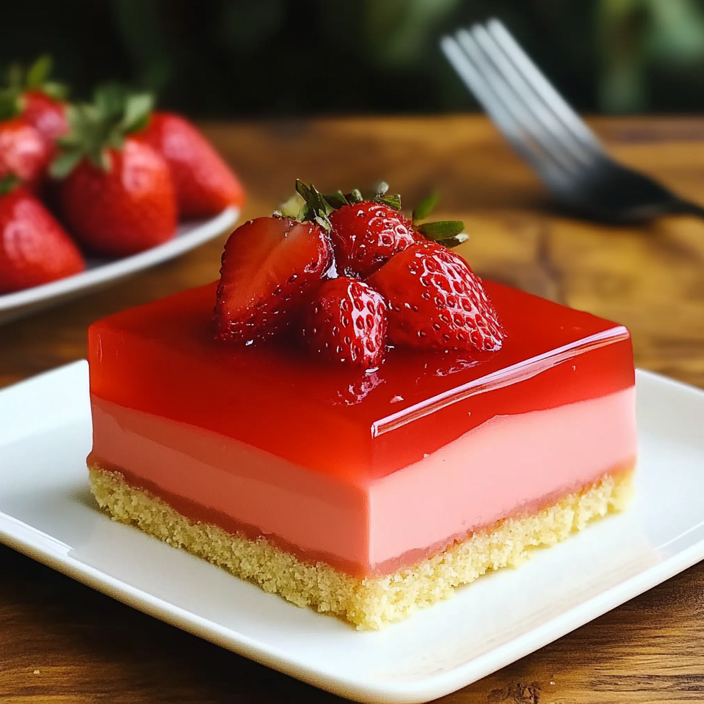 strawberry jello cake food photograph 1