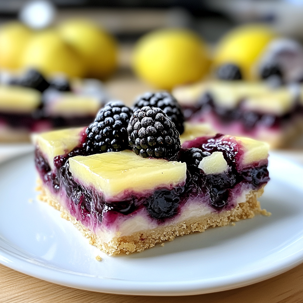 Blackberry Lemon Bars Zesty food photograph 1