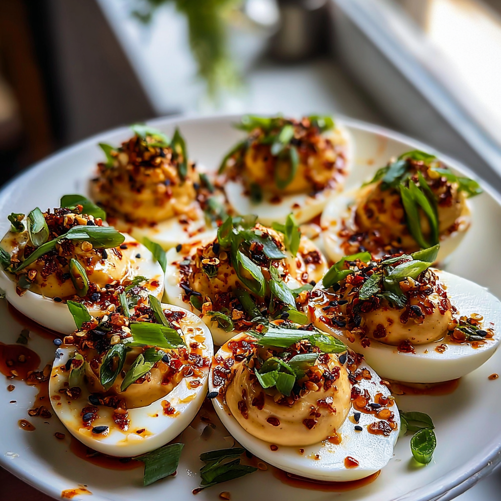 Chili Garlic Deviled Eggs food photograph 3