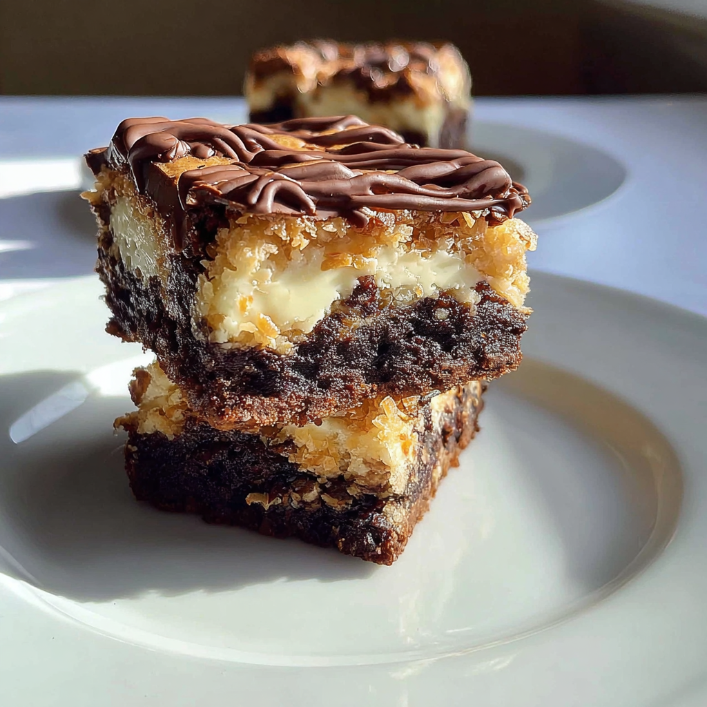 Coconut Chocolate Layered Brookies food photograph 2