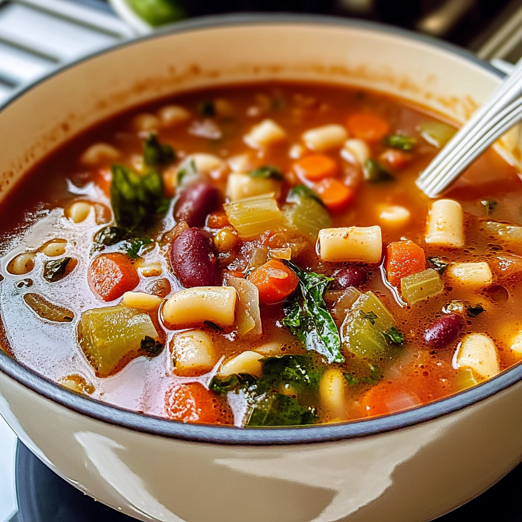 Italian Minestrone Vegetable Soup food photograph 2