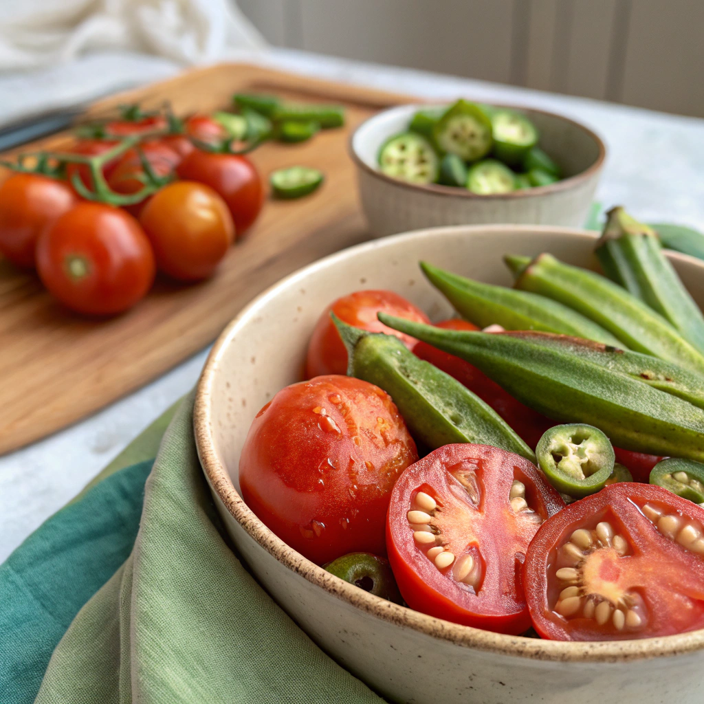 Juneteenth Okra Tomatoes food photograph 1
