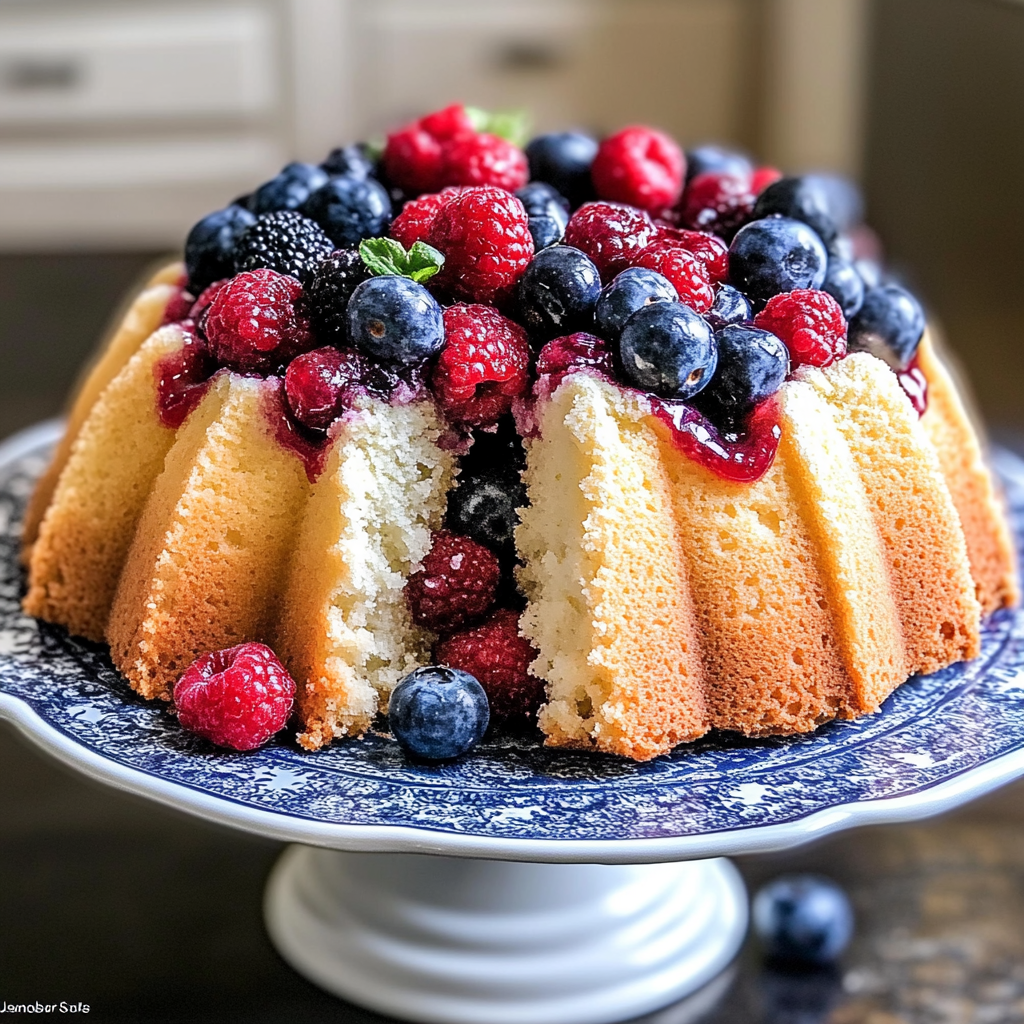 Juneteenth Pound Cake Berries food photograph 1