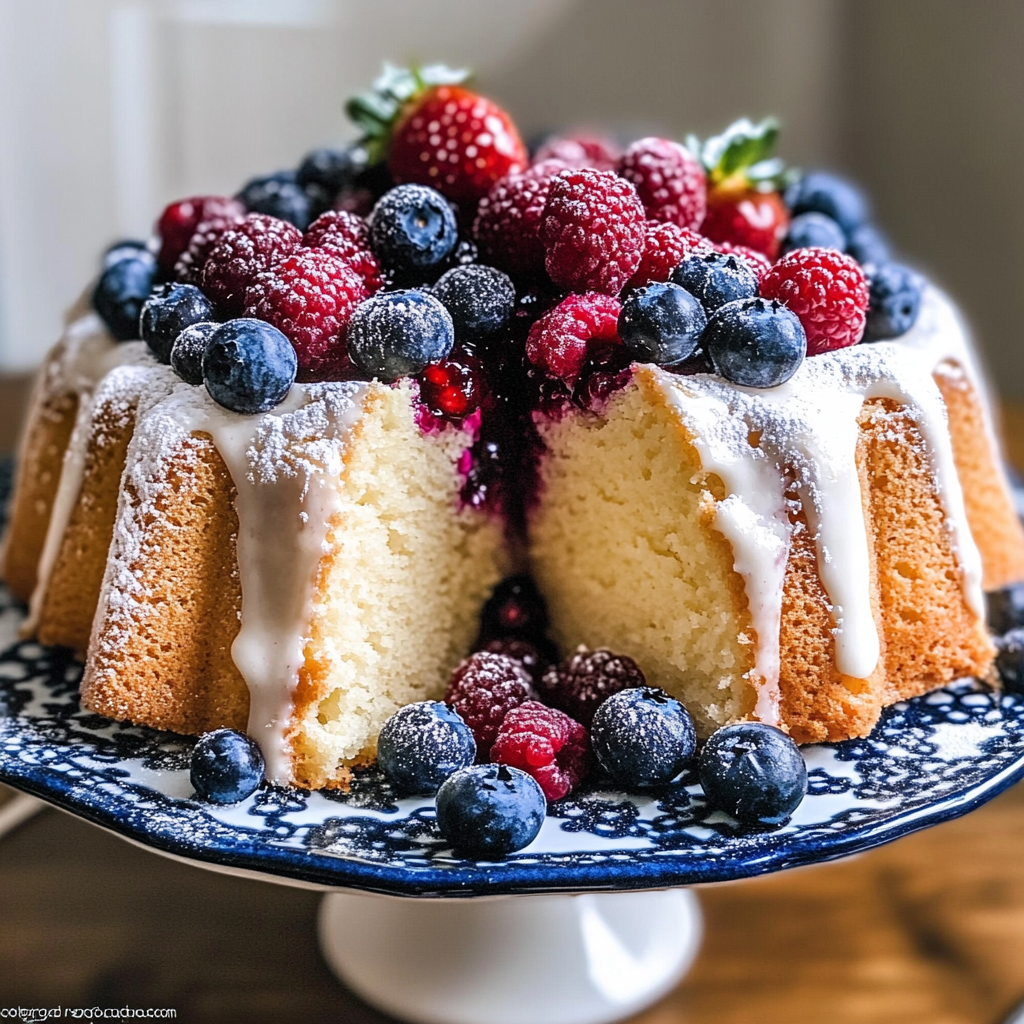Juneteenth Pound Cake Berries food photograph 2