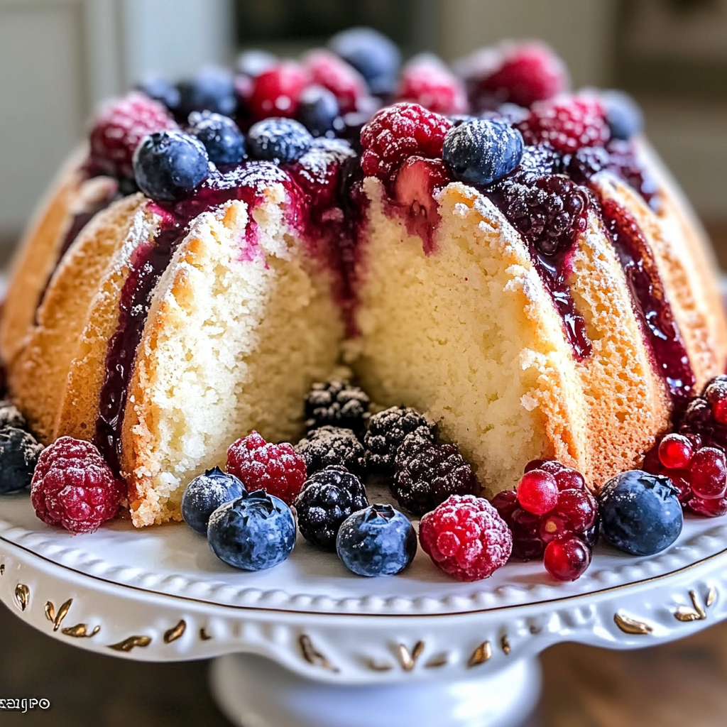 Juneteenth Pound Cake Berries food photograph 3