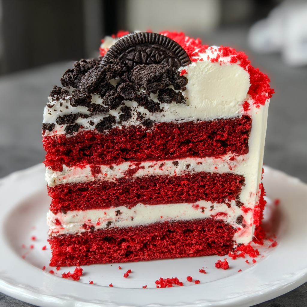 Red Velvet Oreo Cake food photograph 2