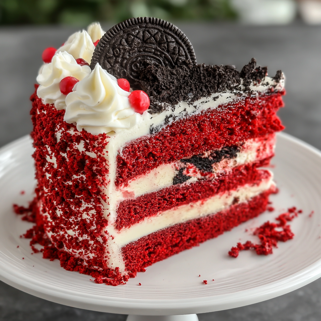Red Velvet Oreo Cake food photograph 3