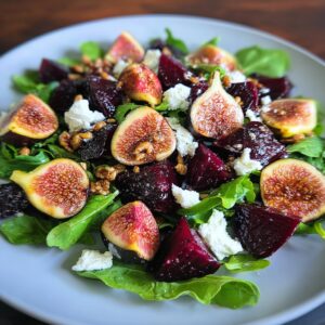 Roasted Beet Fig Salad – Easy Recipe with Feta & Arugula