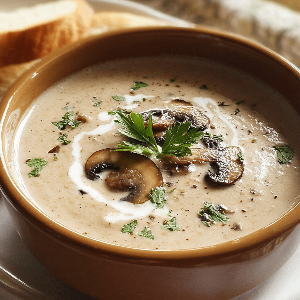 creamy mushroom soup food photograph 2