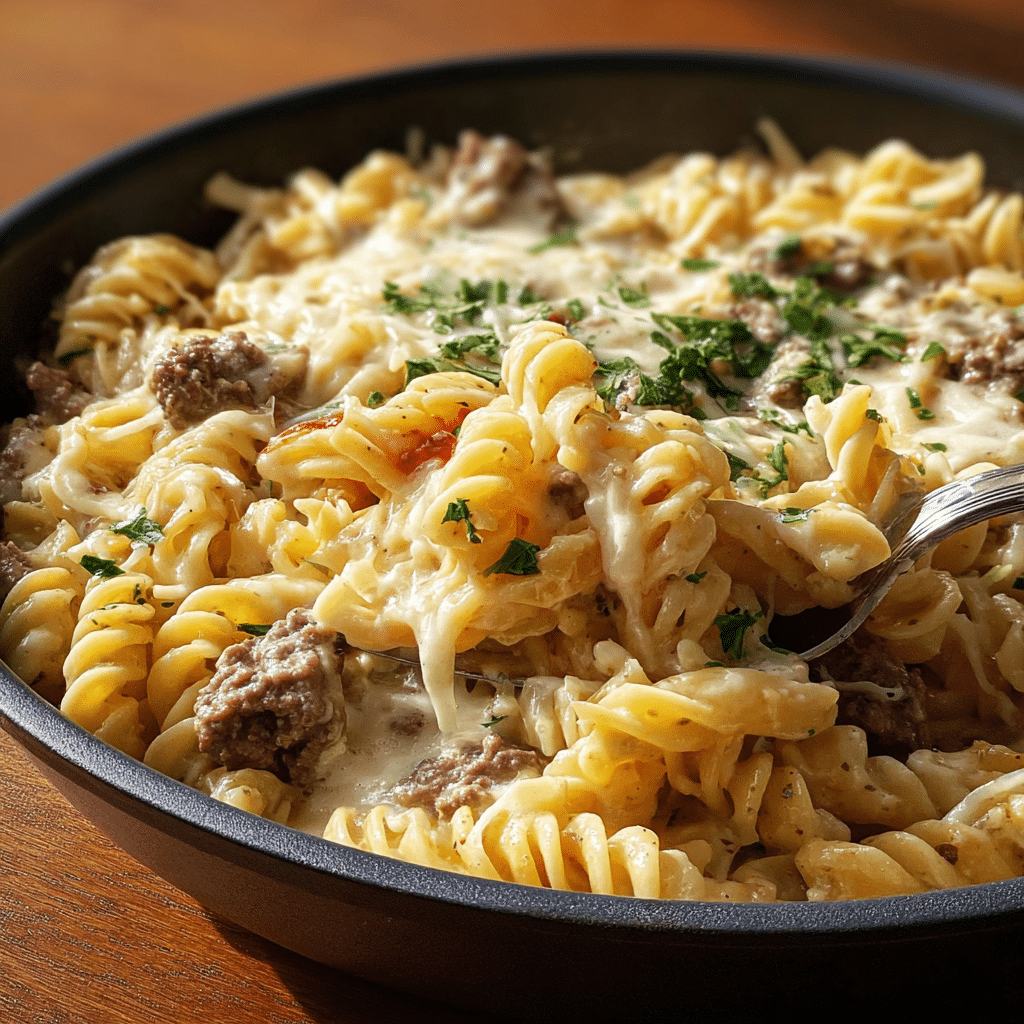 creamy ranch beef pasta food photograph 3
