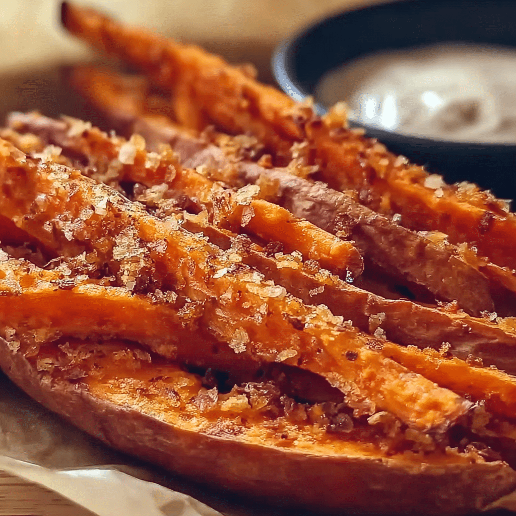 crunchy baked sweet potato food photograph 3