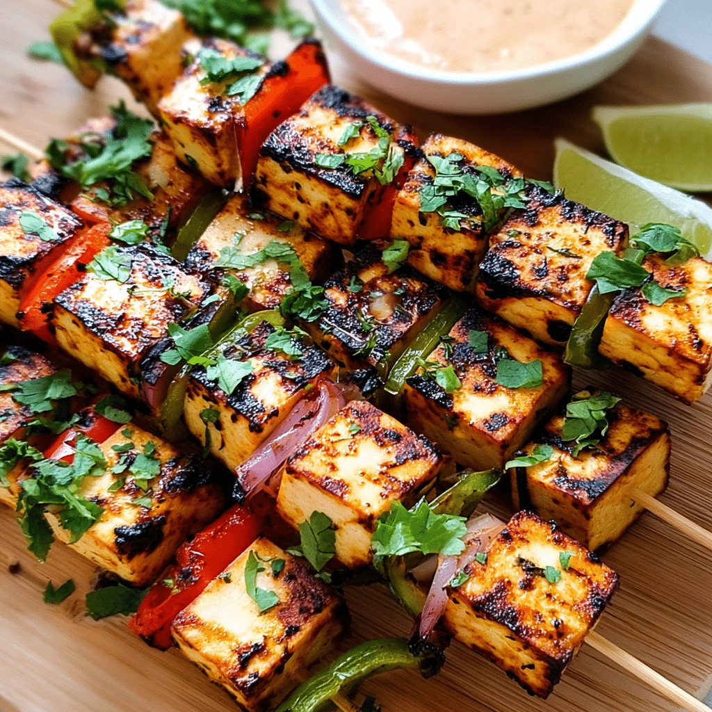 grilled tofu skewers food photograph 1