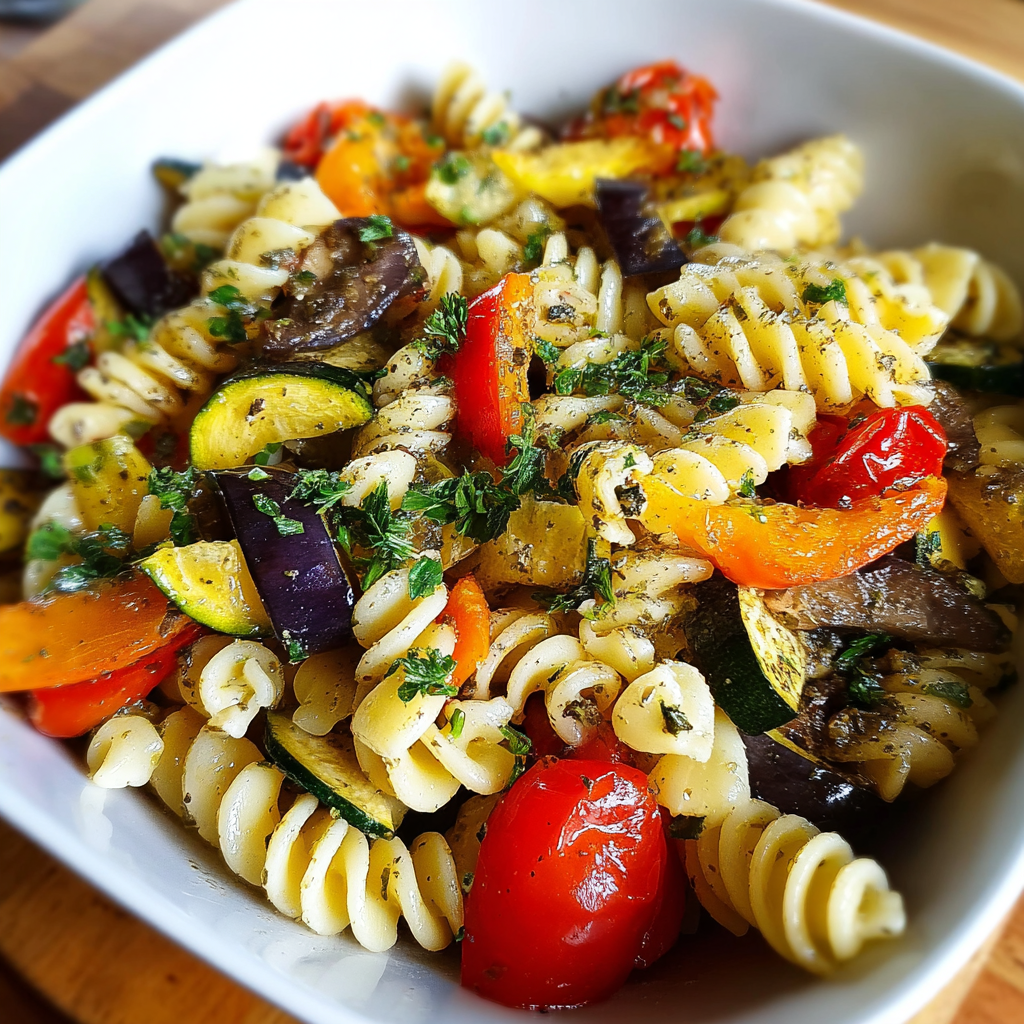 Roasted Vegetable Pasta Salad food photograph 1