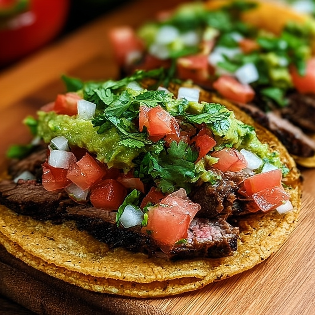 Street-Style Carne Asada Tacos food photograph 2
