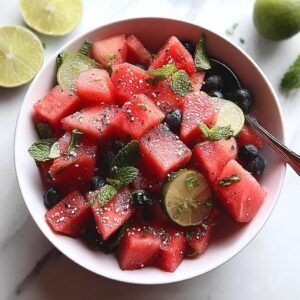 Watermelon Lime Mint Salad – Best Summer Fruit Recipe