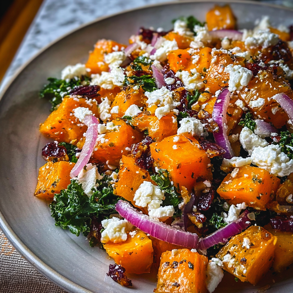 butternut squash feta salad food photograph 1