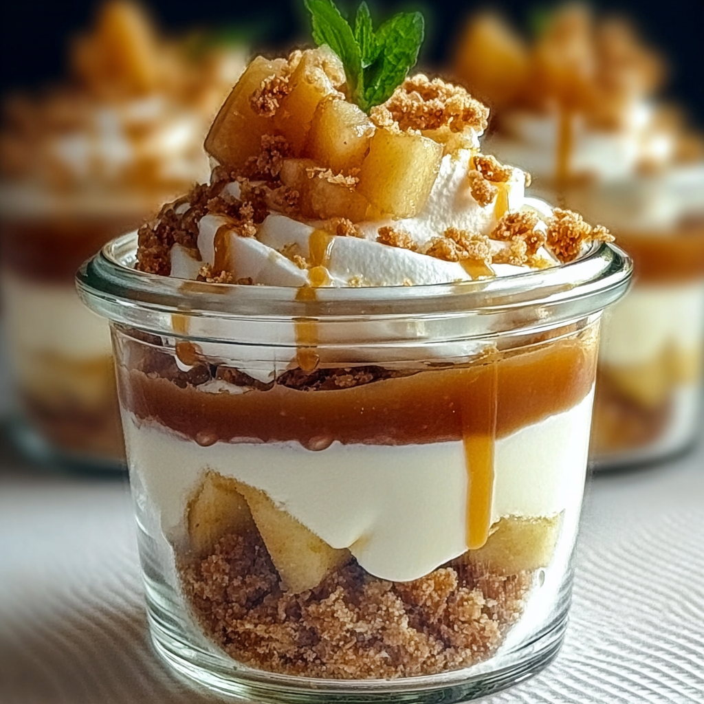 caramel apple cheesecake parfait food photograph 1