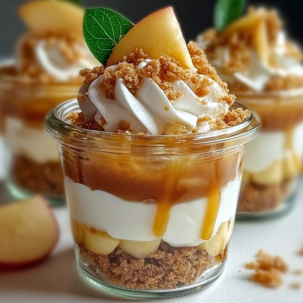 caramel apple cheesecake parfait food photograph 3