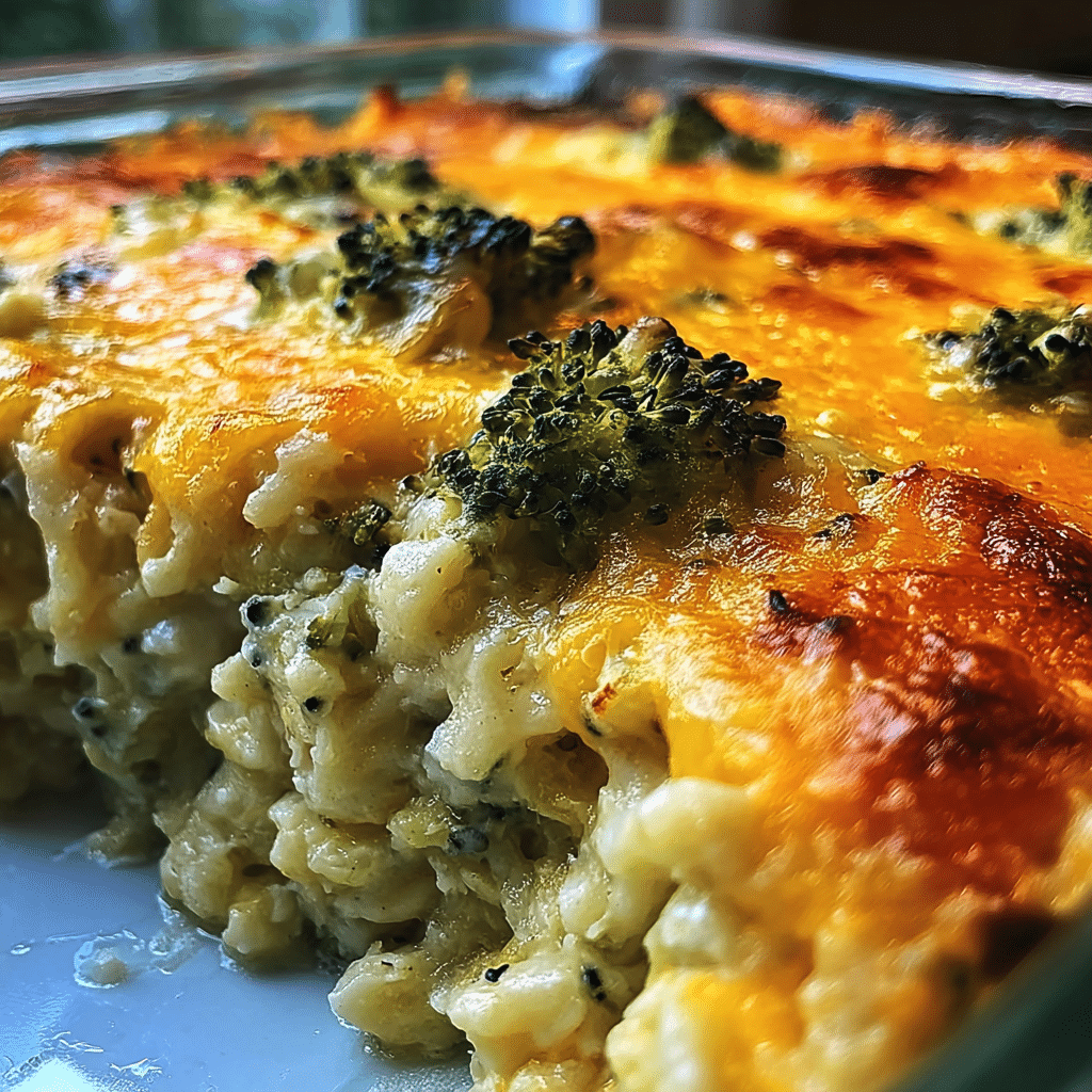 cheesy broccoli casserole food photograph 1