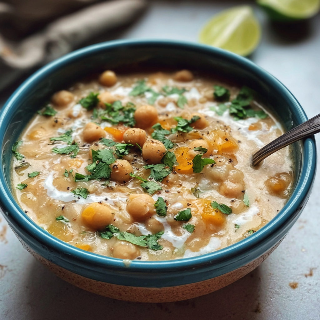 chickpea crockpot white chili food photograph 1