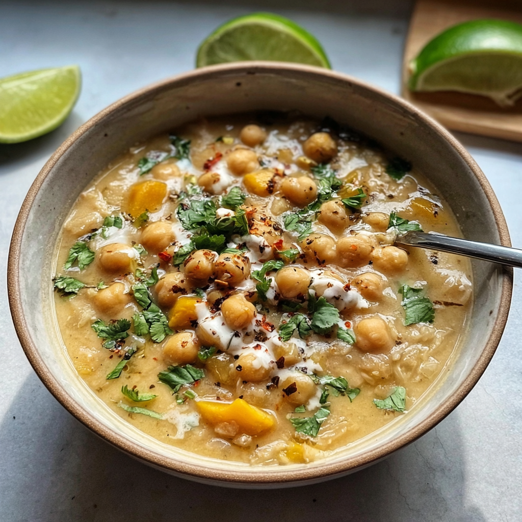 chickpea crockpot white chili food photograph 3