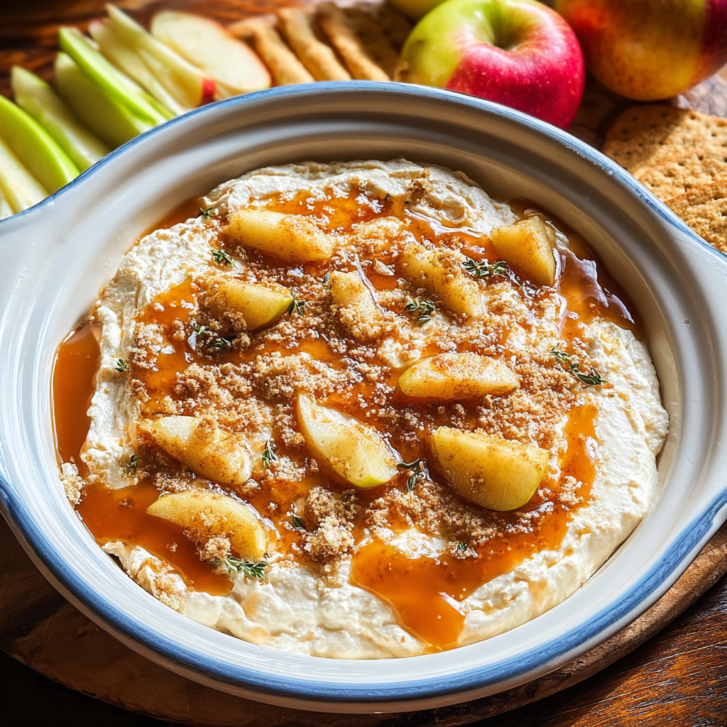 cream cheese apple dip food photograph 1