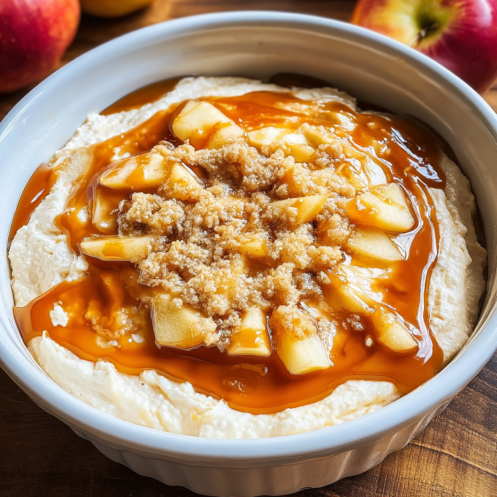 cream cheese apple dip food photograph 2