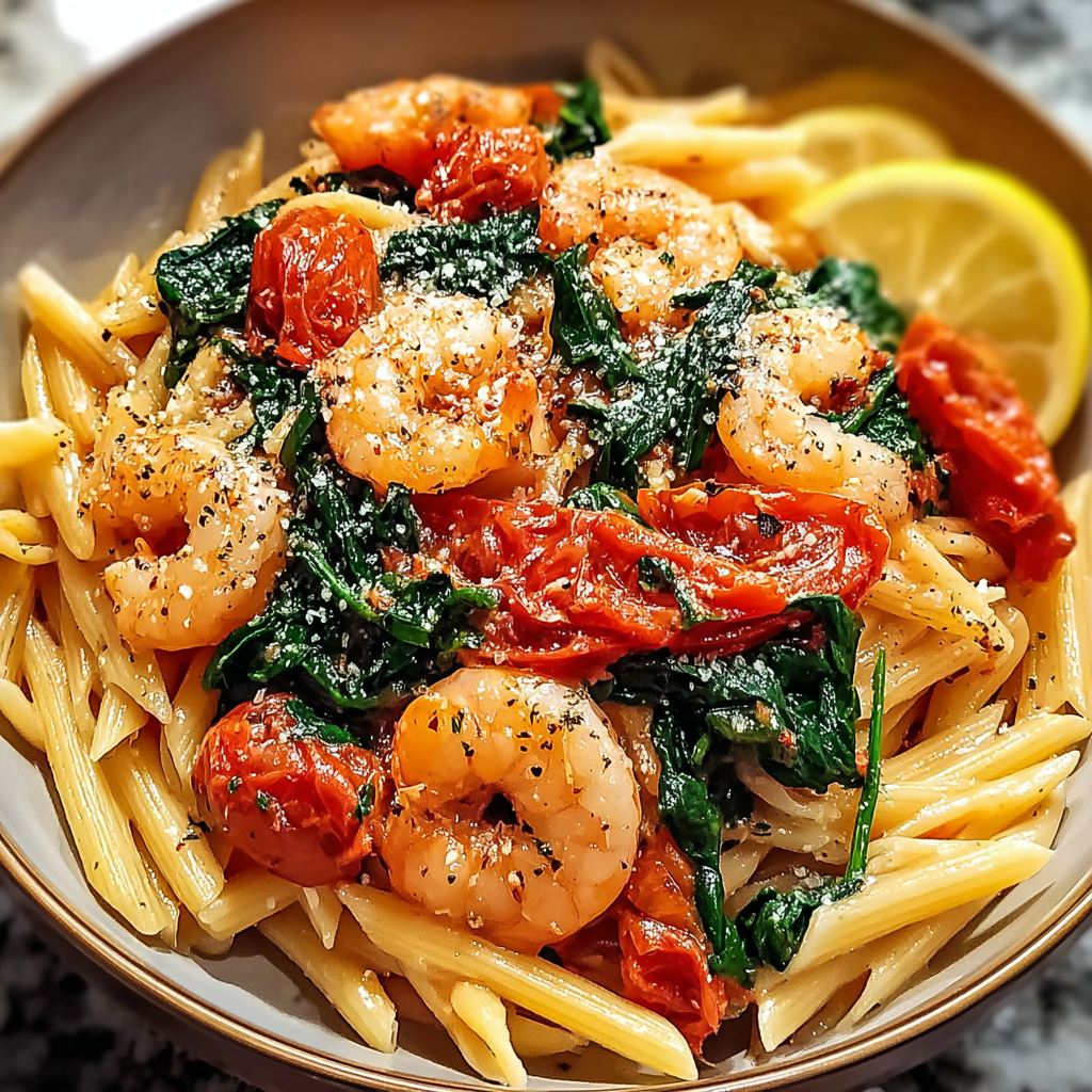 creamy tomato spinach pasta food photograph 2