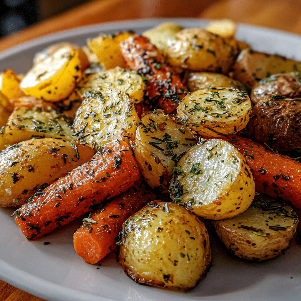 garlic herb roasted potatoes food photograph 1