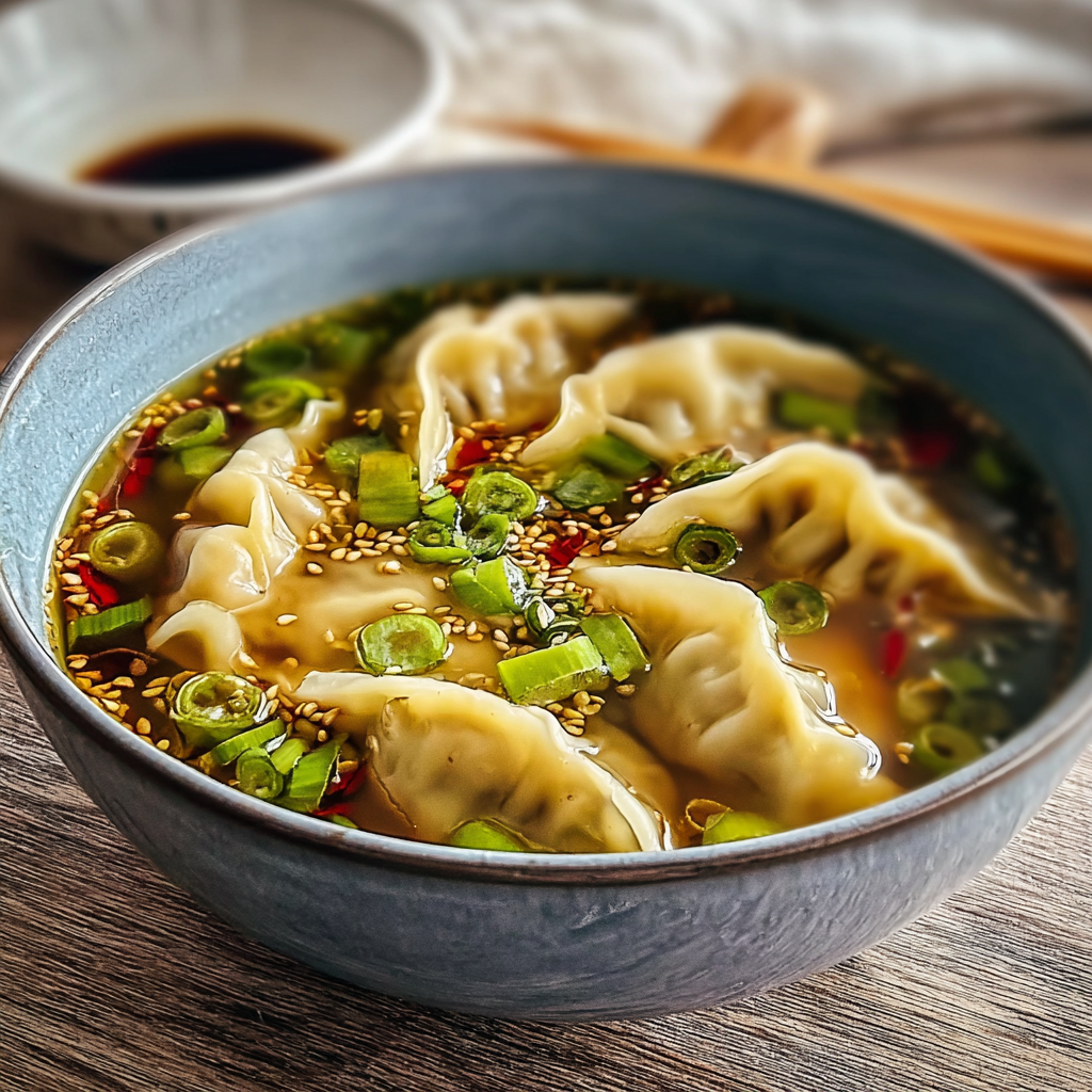 gyoza soup recipe food photograph 1
