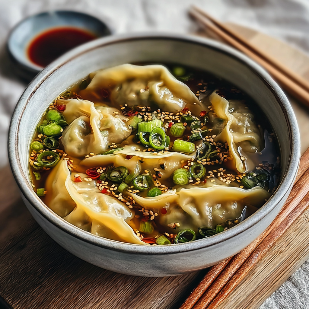 gyoza soup recipe food photograph 3