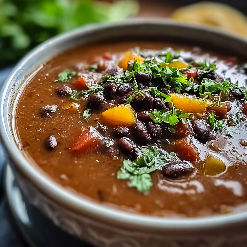 hearty black bean soup food photograph 2